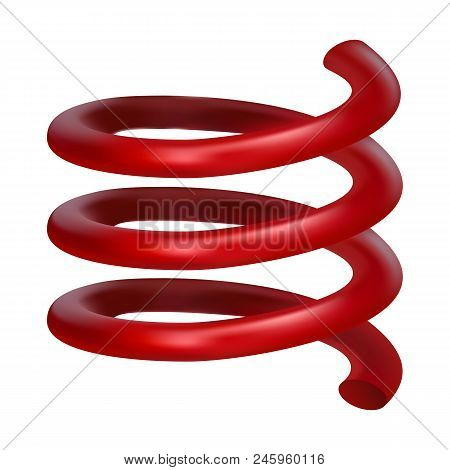Red Spring Cable Mockup. Realistic Illustration Of Red Spring Cable Vector Mockup For Web Design Iso