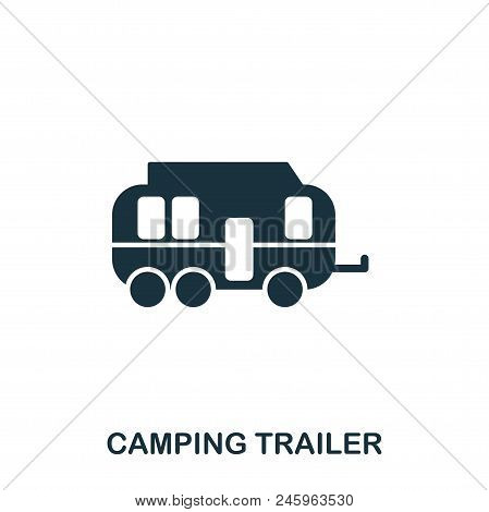 Camping Trailer Icon. Mobile App, Printing, Web Site Icon. Simple Element Sing. Monochrome Camping T