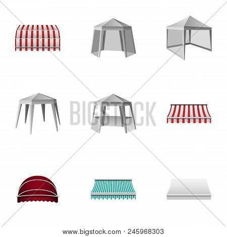 Metal Gazebo Icons Set. Isometric Set Of 9 Metal Gazebo Vector Icons For Web Isolated On White Backg