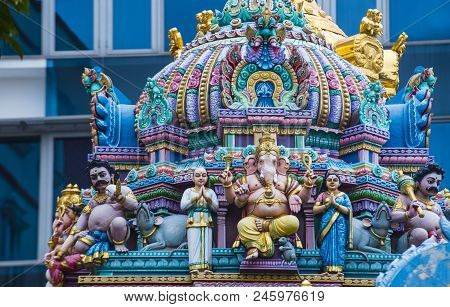 Singapore - Feb 24 : Statues In Sri Veeramakaliamman Temple In Little India, Singapore On February 2