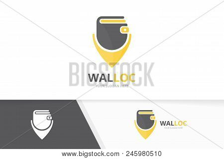 Vector Wallet And Map Pointer Logo Combination. Purse And Gps Locator Symbol Or Icon. Unique Finance