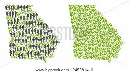People Population And Eco American State Georgia Map. Vector Pattern Of American State Georgia Map O
