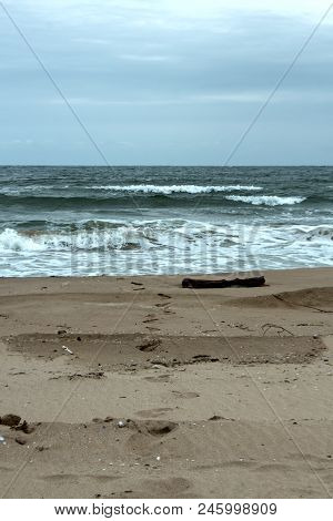 Landscape - The Lines Of The Sand, The Sea And The Sky. Black Sea, The Beach Of Kiten, Bulgaria.