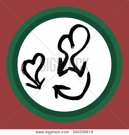 A Separate Isolated Black Arrow Drawn By Hand. Multi-directional Arrows On A White Circle. Direction