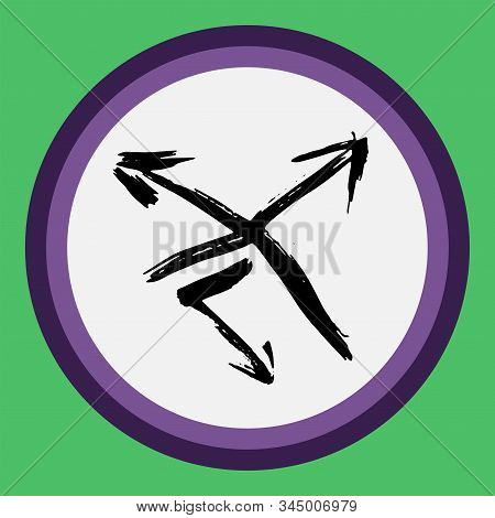 A Separate Isolated Black Arrow Drawn By Hand. Multi-directional Arrows On A White Circle. Direction