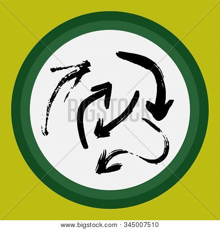 A Separate Isolated Black Arrow Drawn By Hand. Multi-directional Arrows On A White Circle. Direction