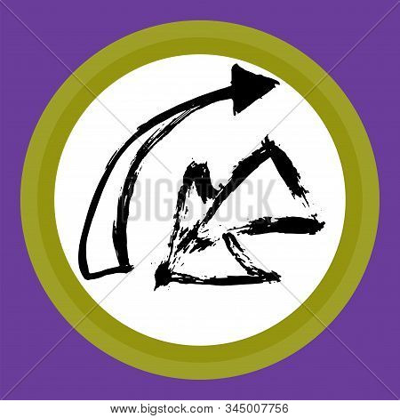 A Separate Isolated Black Arrow Drawn By Hand. Multi-directional Arrows On A White Circle. Direction