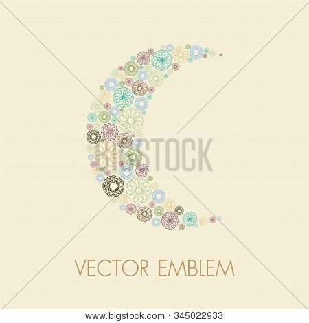 Vector Emblem Moon Ramadan Kareem And Mubarak Greeting Background,