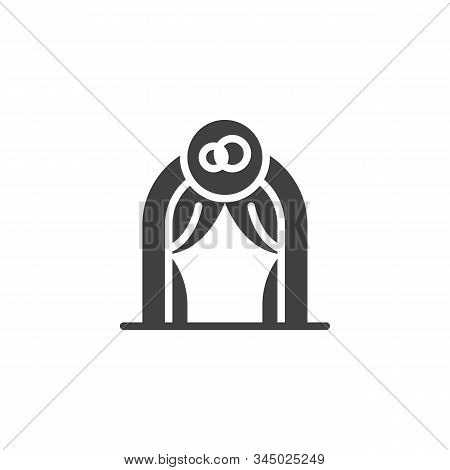 Wedding Arch With A Curtain Vector Icon. Filled Flat Sign For Mobile Concept And Web Design. Wedding