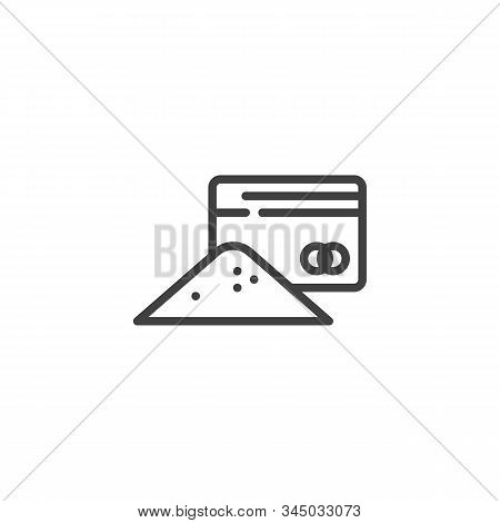 Cocaine And Credit Card Line Icon. Linear Style Sign For Mobile Concept And Web Design. Cocaine Powd