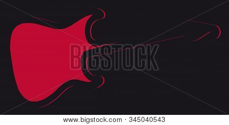 An Original Abstract Solid Body Electric Guitar Shape In Silhouette With Red Inlay For Copy