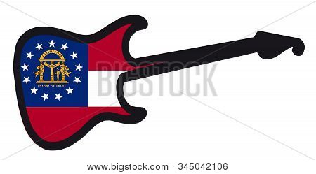 An Original Solid Body Electric Guitar Isolated Over White With The Georgia State Flag