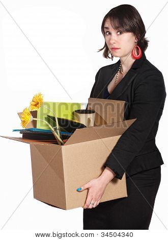 Sad Worker Carries Belongings