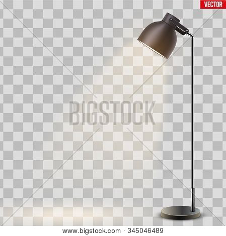 Set Of Decorative Floor Lamp Original Sample Model With Vintage Black Stylish Cone Shade. Switch On.