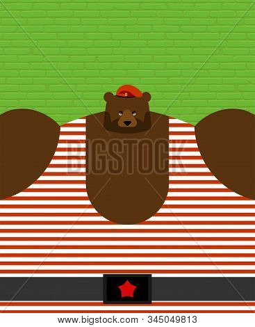 Ussian Strong Bear Soldier With Cap. 23 February Postcard, Poster For Holiday In Russia.