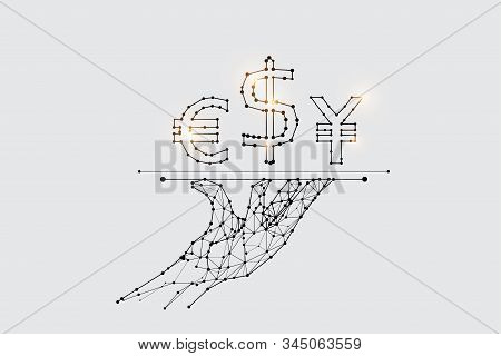 The Particles, Geometric Art, Line And Dot Of Currency Sign.
Abstract Vector Illustration. Graphic D