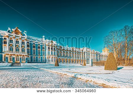 Ekaterininsky Palace, Tsarskoye Selo (pushkin) Suburb Of Saint Petersburg. Russia.