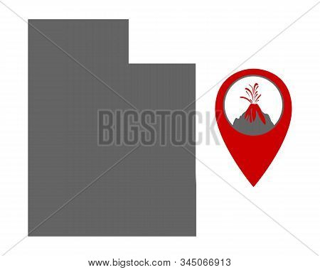 Detailed And Accurate Illustration Of Map Of Utah With Volcano Locator