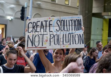 Brisbane, Queensland, Australia - 10th January 2020 : A Woman Holds A Sign Protesting Government Ina