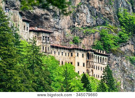 View Of Sumela Monastery At Mela Mountain In Turkey