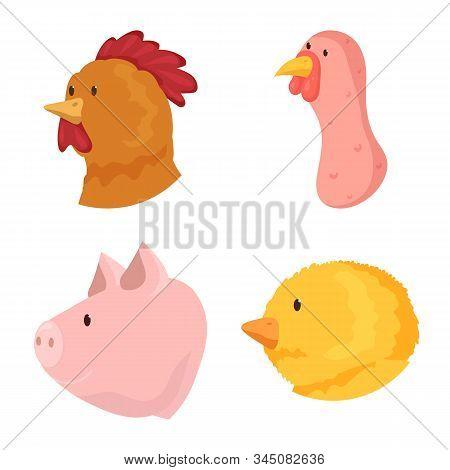 Vector Design Of Farm And Head Icon. Set Of Farm And Homemade Stock Vector Illustration.