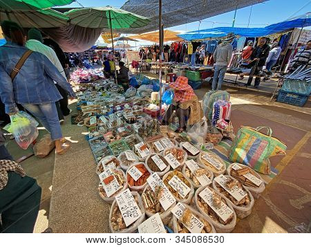 Phon Phisai, Thailand - December 7, 2019: Every Saturday Is Thai And Laos Local Market In Phon Phisa