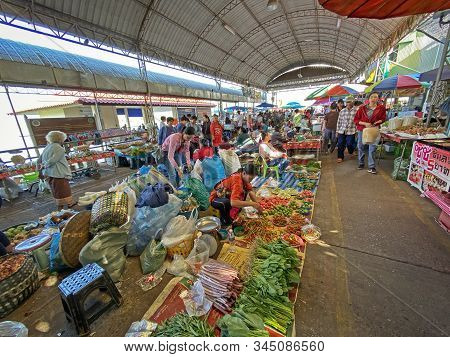 Phon Phisai, Thailand - November 16, 2019: Every Saturday Is Thai And Laos Local Market In Phon Phis