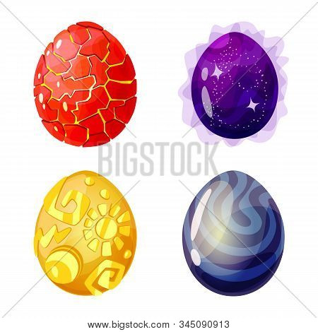 Vector Illustration Of Dinosaur And Magic Sign. Set Of Dinosaur And Fantasy Vector Icon For Stock.