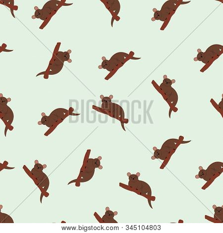 Seamless Pattern With Cute Kinkajou. Vector Illustration.