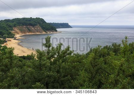 View Of The Cliffs And A Beautiful Cove On The Baltic Sea.