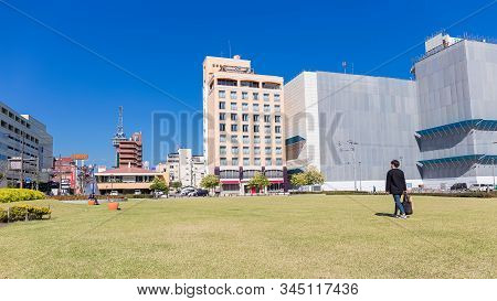 Beppu, Japan, August 7, 2017: Idyllic Autumn View Of Beppu City On A Calm Sunny Day