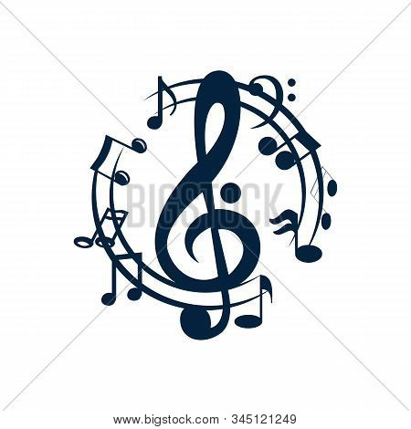 Music Notes Waving, Music Background, Vector Illustration Icon