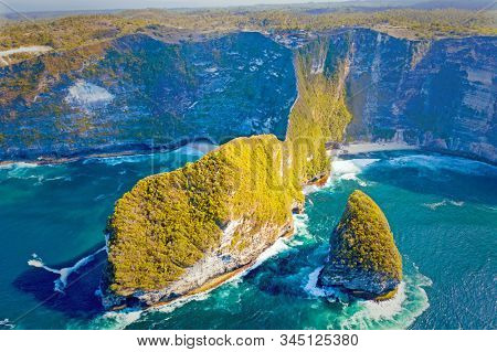 Aerial from Kling King beach on Nusa Penida Bali Indonesia