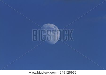 Zoom Moon In Day Blue Clear Sky