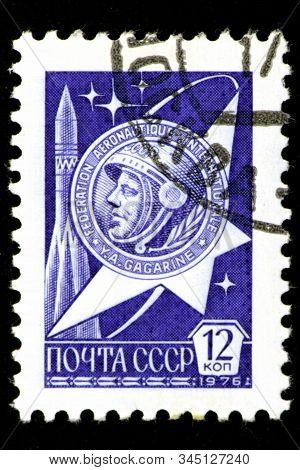 08 12 2019 Divnoe Stavropol Territory Russia Postage Stamp Ussr 1976 Portrait Of Gagarin On The Back