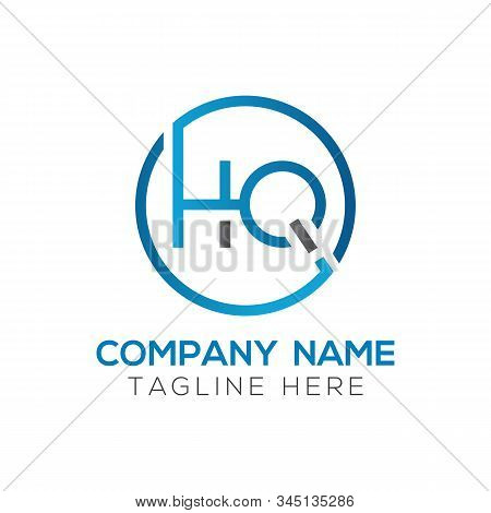 Letter Hq Logo Design Linked Vector Template With Blue And Black. Initial Hq Vector Illustration
