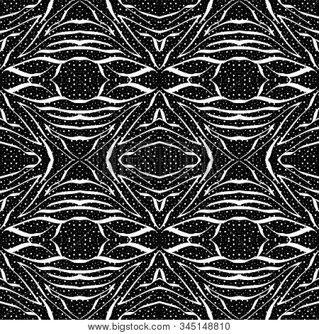 Dark Animal Zebra Hair Vector Seamless Pattern. Light Hair Drawing Zebra Banner. Drawn Wild Style. A