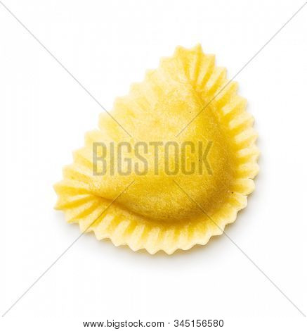 Italian stuffed pasta. Panzerotti pasta isolated on white background.