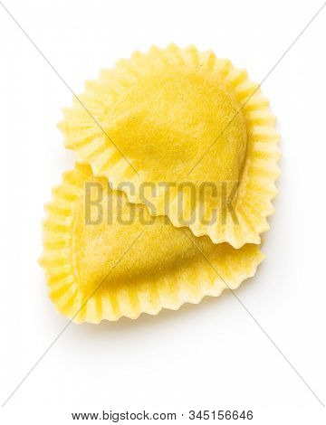 Italian stuffed pasta. Panzerotti pasta isolated on white background.