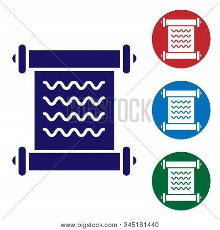 Blue Decree, Paper, Parchment, Scroll Icon Icon Isolated On White Background. Set Color Icons In Cir