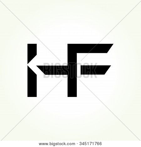 Letter Hf Logo Design Linked Vector Template With Black. Initial Hf Vector Illustration