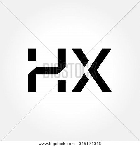 Letter Hx Logo Design Linked Vector Template With Black. Initial Hx Vector Illustration