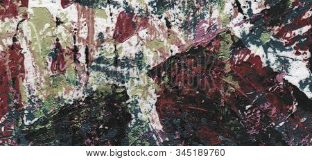 Abstract black and white color acrylic and watercolor painting. Monoprinting template. Canvas texture background.