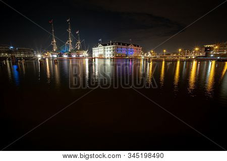 Amsterdam, Netherlands - December 29, 2019 :  National Maritime Museum On The Foreground.