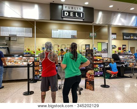 Orlando,fl/usa -1/15/20:  The Deli Counter Of A Publix Grocery Store With Colorful Sliced Meat And C