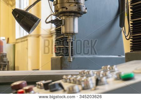 Abrasive Grinding Wheel On The Spindle Frame Of A Circular Grinding Machine
