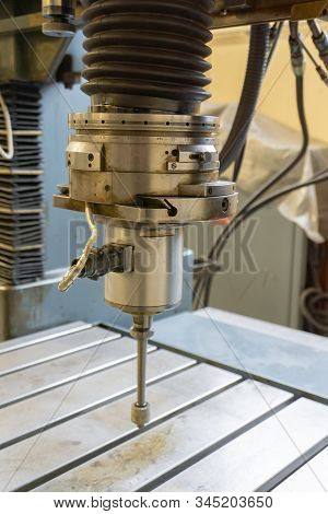 Abrasive Grinding Wheel On The Spindle Frame Of A Circular Grinding Machine