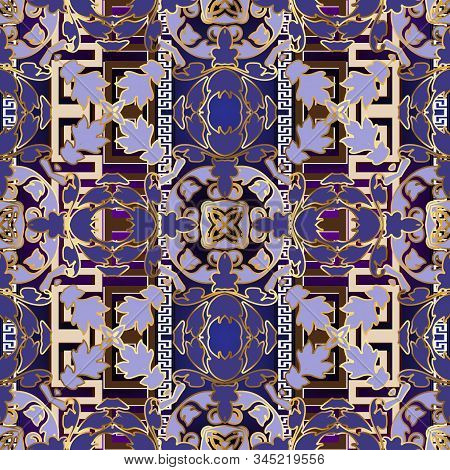 Baroque Vector Seamless Pattern. Tribal Ethnic Style Greek Borders. Vintage Floral Baroque Victorian