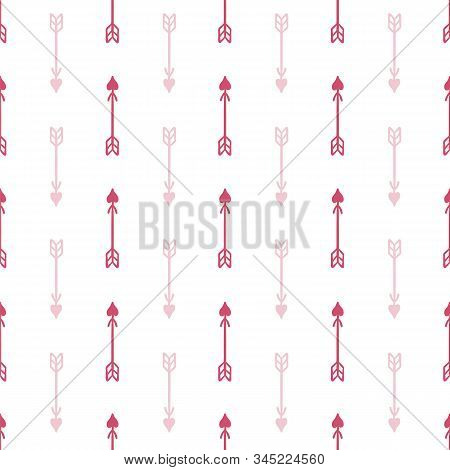 Valentines Day Hand Drawn Arrow Lines Seamless Pattern. Great For Stationery, Gift Wrapping, Cards A