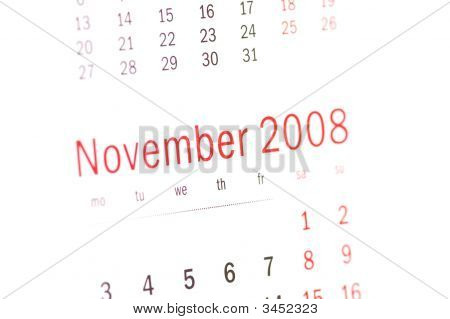 Nærbillede af November 2008 fra kalender